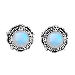 100% Natural Rainbow Moonstone Bohemian Style Super Fine 925 Sterling <b>Silver</b> <b>Stud</b> <b>Earrings</b> for Women Handmade Wholesale Price - Product Image 6
