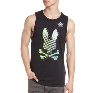Men's Black O-Neck Knitted Sleeveless Tank <b>Top</b> Breathable Casual Regular Fit Colorful <b>Skull</b> Graphic Print Sports Vest - Product Image 5