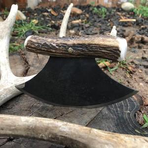 Couteau de cuisine Ulu fait à la main en acier Damas / Couteau de cuisine Ulu en acier carbone fait à la main - Product Image 2