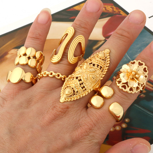 NYH venta al por mayor exagerado Hip Hop Dubai indio árabe oro anillos de dedo grueso Metal Unisex joyería anillo - Product Image 2