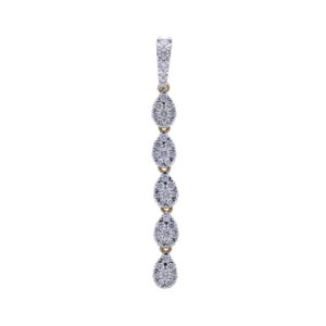 Elegante colgante de oro amarillo de 14 quilates con baño de rodio, diamantes naturales de 0.55 quilates en total, diseño clásico de cinco gotas en un impresionante diseño de gota. - Product Image 6