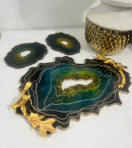 Plateau de service en résine époxy Cadeaux de retour de mariage Plateau de service attrayant Plateau de service en résine conçu à la main - Product Image 4