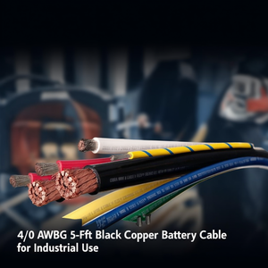 Cable de Batería de Cobre Negro de 4/0 AWG y 5 Pies para Uso Industrial - Product Image 3