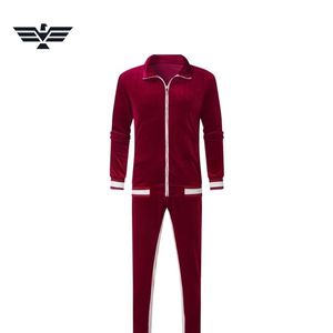 Ensemble de vêtements de sport décontractés pour homme personnalisé, de haute qualité, respirant, veste zippée intégrale, coupe régulière, jogging à rayures contrastées - Product Image 2