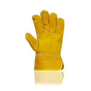 Vente en gros de gants de gréement en cuir fendu jaune pour hommes et femmes avec jeans jaunes pour le jardinage, l'agriculture et la sécurité des mains EN420 - Product Image 4
