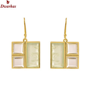 Promotion mode boucles d'oreilles plaqué or 925 argent sterling prehnite multi pierres précieuses boucle d'oreille stock prêt pour dames et fille - Product Image 2