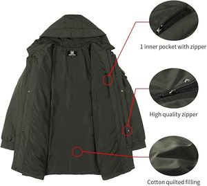 Long manteau d'hiver personnalisé pour hommes capuche de camp de pionniers veste bouffante isolée imperméable vestes épaisses de haute qualité de rue - Product Image 5