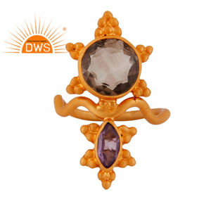 Bague multi-pierres précieuses pour femmes, bijou pour doigt, plaqué or 18k, argent 925, vente en gros, offre spéciale - Product Image 5