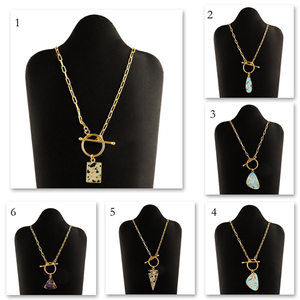 Collar estilo bohemio Mohave púrpura cobre turquesa colgante collar Latón chapado en oro clip cadena palanca cierre collar - Product Image 2