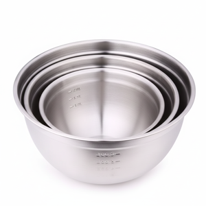 Bols de rangement en métal à Base de silicone, bols de mélange de salade avec couvercles bol à mesurer allemand en acier inoxydable - Product Image 1