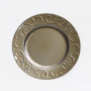 Assiette de présentation décorative artisanale de luxe en acier inoxydable martelé écologique de 13 pouces pour événements de mariage - Product Image 4