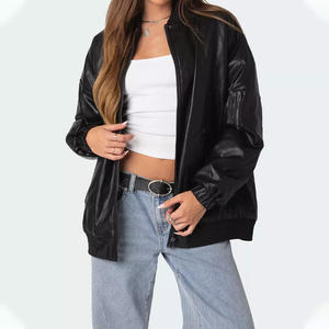 Chaqueta de Cuero de Carreras de Alta Calidad con Logotipo Personalizado para Mujer, Chaquetas de Cuero de Motociclista con Parche Bordado Personalizado - Product Image 1