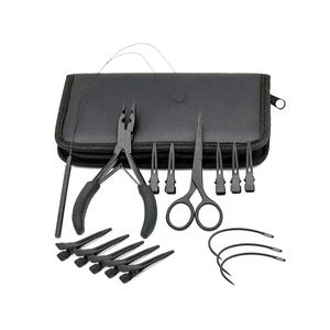 Kit de herramientas de extensión de pelo de acero de alta calidad de 16 piezas atadas a mano con alicates tijera marcado Chip Loop todo incluido en bolsa conveniente - Product Image 1