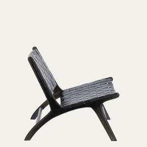 Chaise d'Appoint Contemporaine en Cuir Véritable Chaise Longue Couleur Noire Pour Salon Maison et Appartement Meubles - Product Image 5