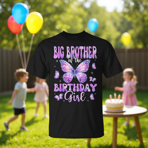 T-shirt coordinata per la famiglia a tema farfalla: fratello maggiore della festeggiante per eventi promozionali - Product Image 3