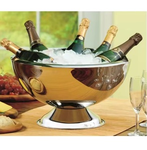 Tazón enfriador de vino de Metal con acabado de oro rosa de diseño estándar para cerveza, vino, champán, enfriadores, cuencos de hielo en forma redonda - Product Image 4