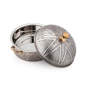 Cacerola martillada de acero inoxidable a granel, olla caliente con asas de Metal dorado para vajilla de boda, olla caliente - Product Image 5