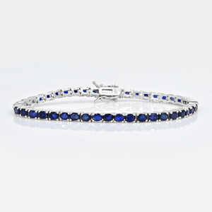 Joyería de plata de calidad superior con forma ovalada Pulsera de tenis de piedras preciosas de zafiro azul natural Joyería hecha a mano al por mayor - Product Image 5