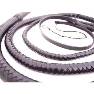 Tressé en cuir véritable chargé de 8 pieds de long taureau fouet fabriqué à la main Durable robuste en cuir Bullwhip Rodeo Training - Product Image 3