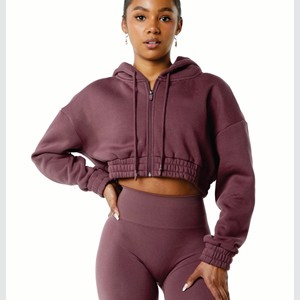 Sudaderas con capucha informales de gran tamaño para mujer, sudaderas de manga larga de lana, pulóver, Tops cortos atléticos cómodos - Product Image 1