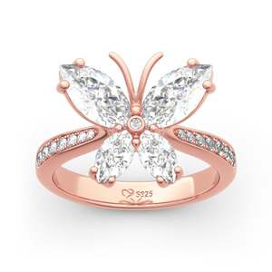 Bague en argent sterling Jeulia avec motif papillon taille marquise - Bijou tendance et romantique pour promesse - Product Image 1