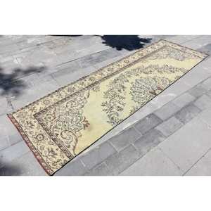 Alfombra de área de lana turca Vintage 3X9.6ft Beige Marrón Estilo clásico Diseño de retales Tejido plano Látex para decoraciones de sala de estar - Product Image 3