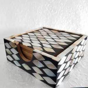 ชุดที่รองแก้วลายมุกสำหรับใช้ที่รองแก้วถ้วยชาทรงกลมมีเอกลักษณ์สำหรับบ้านโรงแรมร้านอาหารขายส่งทำมือในอินเดีย - Product Image 6