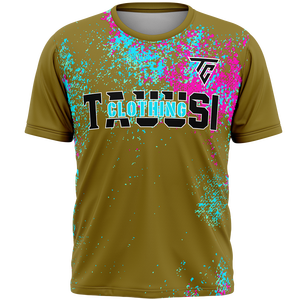เสื้อยืดผู้ชายแขนสั้นสำหรับใส่วิ่งเสื้อพิมพ์โลโก้พิมพ์ซับลิเมชันพิมพ์ลายได้ตามต้องการเสื้อยืดโพลีเอสเตอร์แห้งเร็ว - Product Image 1