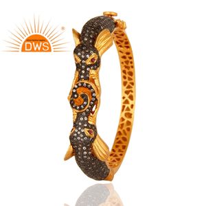 กำไลเพชรสังเคราะห์ธรรมชาติชุบทอง18K และเพทายสีแดงผลิตตามสั่ง - Product Image 3