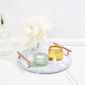 Plateau en marbre nouvellement à la mode article décoratif personnalisé 100% plateau de service en marbre naturel prix le plus bas - Product Image 3