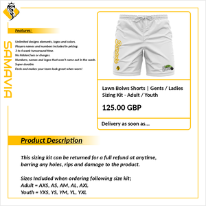 Custom Team Apparel Quick-Dry Lightweight Lawn <b>Bowls</b> Shorts for Gents & Ladies Mid Waist Elastic Closure - Product Image 5