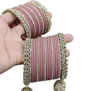 Wholesale Indian Style Trendy Geometric Imitation Pearl Churiya <b>Bangle</b> Set Wedding Handmade <b>Copper</b> Alloy Bridal <b>Bangles</b> - Product Image 1