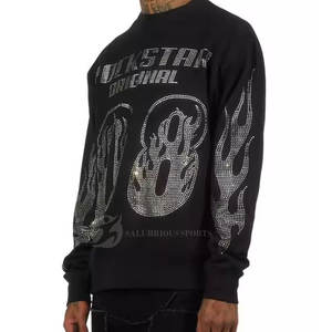 Sudadera de Moda con Diamantes de Imitación, de Alta Calidad, Brillante, Estilo Hip Hop, Ropa Urbana, Parches Personalizados, Sudadera Informal de Invierno - Product Image 4