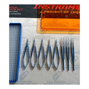 Ensemble d'instruments de microchirurgie en titane de qualité supérieure, kit de microchirurgie de haute qualité avec plateau en plastique et tapis en silicone, certifié CE - Product Image 1