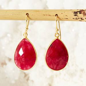 Boucles d'oreilles pendantes tendance en argent sterling 925 massif avec véritable rubis, pierre de naissance spirituelle de juillet, pour femme, cadeaux de fête - Product Image 1