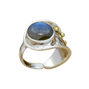 Labradorita de Fuego Azul Natural, joyería de estilo bohemio, piedra preciosa de Plata de Ley 925 sólida, anillo de joyería hecho a mano, joyería de sello 925 - Product Image 1