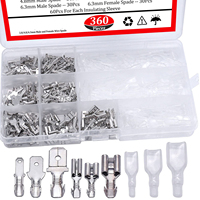 360 PCS Connecteurs à sertir rapides mâles/femelles en aluminium plaqué laiton 2,8/4,8/6,3 mm pour câbles automobiles 250V