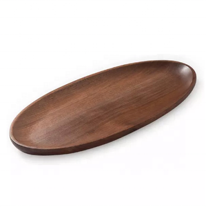 Bandeja de servicio redonda de madera de diseño genuino con mango de cuero Nuevo diseño de fabricación Royal Wedding Party Desayuno Comida Bandeja de madera - Product Image 4