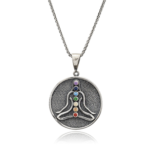 Surface oxydée Lotus Position Yoga Mix Collier 925 Serling Bijoux en argent - Product Image 3