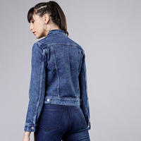 Veste en jean décontractée pour femme, en coton délavé, boutonnée sur le devant, couleur unie, coupe classique, pour l'automne
