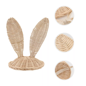 Chapeau en rotin naturel drôle pour enfants Lapin Rotin Simple et confortable tissé à la main Nouveau-né enfant - Product Image 6