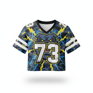 Équipe de Baseball Hommes Football Surdimensionné Col V Manches Courtes Maillot Personnalisé avec Loup Graphique Bleu Camouflage Design 100% Polyester OEM - Product Image 3