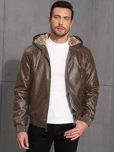 แจ็คเก็ตแฟชั่นผู้ชายทรงสลิม หนังเทียม ผ้าแคนวาส สำหรับฤดูหนาว สไตล์ไฮสตรีท คอตั้ง แห้งเร็ว ให้ลุคเหนือกาลเวลา ขายส่ง - Product Image 4