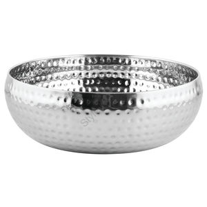 Bol belge en acier inoxydable de couleur argent martelé et design classique élégant - Product Image 1