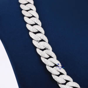 Nom personnalisé brillant en argent Sterling 925 coupe ronde Moissanite diamant glacé colliers chaîne à maillons cubains pour cadeau de mariage pour hommes - Product Image 3