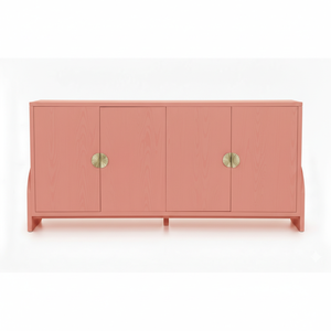 Armoire moderne en chêne massif avec étagère Second Moon, couleur rose, construction en MDF - Product Image 1