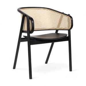 Fauteuil de balcon en rotin en bois de teck massif noir contemporain intérieur pour la maison bureau entrepôt cuisine salle à manger application de gymnastique - Product Image 2