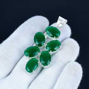 Hermoso ónix verde bisel ajuste colgante lágrima corte 925 plateado hecho a mano piedras preciosas mujeres estilo bohemio elegante - Product Image 3