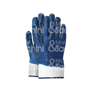 Gant enduit de nitrile, couleur bleue, double doublure en jersey, manchette de sécurité - Product Image 1