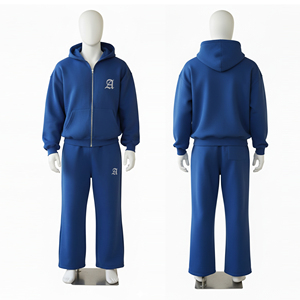 ชุดวอร์มแบบมีซิปผู้ชาย ผ้าฟลีซผสมผ้าฝ้าย 80% โพลีเอสเตอร์ 20% เนื้อหนา นุ่มสบาย 500 GSM ไซส์ใหญ่พิเศษ ชุดวอร์มผู้ชายแบบมีซิป - Product Image 1